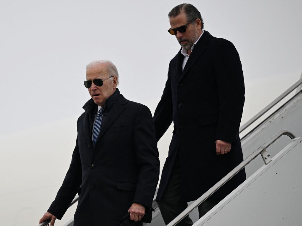 US President Joe Biden, with son Hunter Biden, in February this year. Picture: AFP