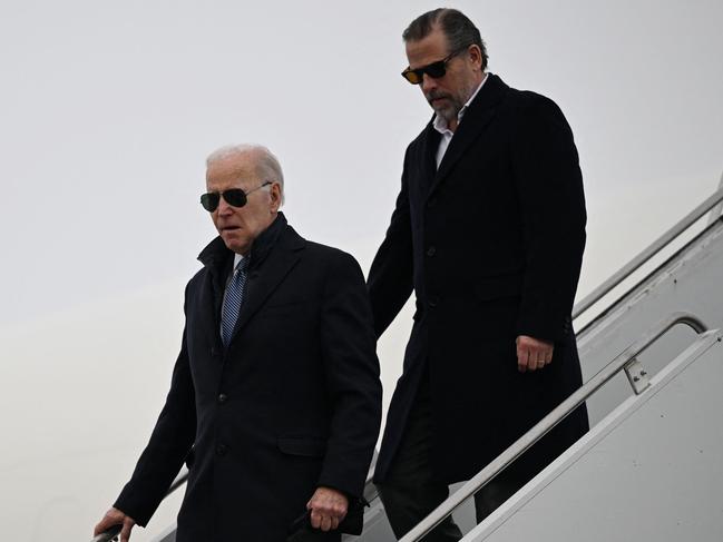 US President Joe Biden, with son Hunter Biden, in February this year. Picture: AFP