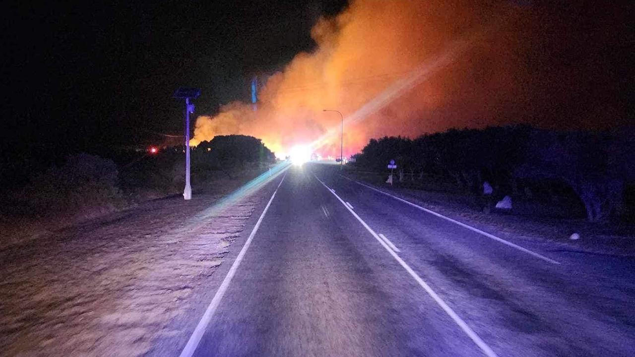 The only road in and out of Lancelin was cut off as residents were forced to flee to the beach for safety. Picture: Gingin Volunteer Fire &amp; Rescue / Ben Godridge