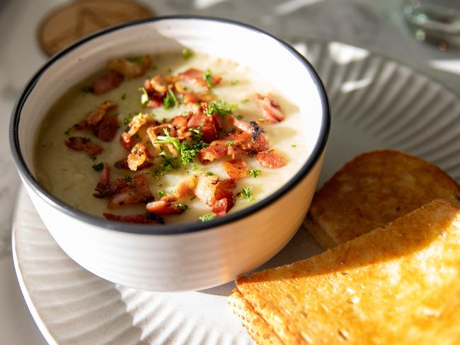 One of the Marina Cafe’s generous servings of their hearty leek and potato soup. Picture: Linda Higginson