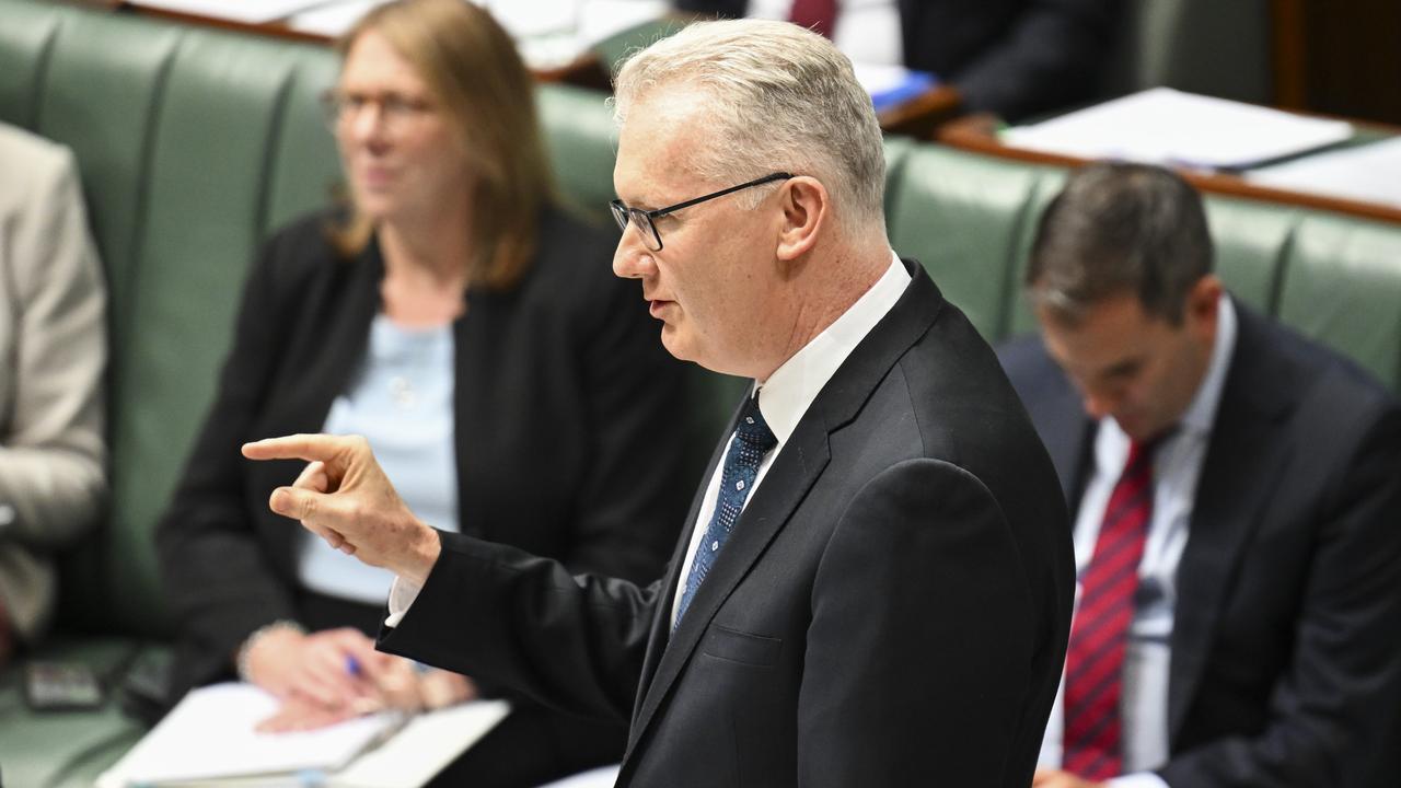 Home Affairs Minister Tony Burke moved urgent regulations that would allow former immigration detainees to continue to be subjected to ankle monitors and curfews if they posed a risk to community safety. Picture: NewsWire/ Martin Ollman