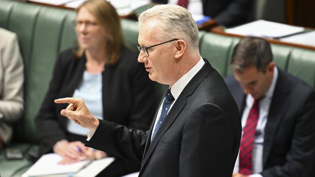 Home Affairs Minister Tony Burke moved urgent regulations that would allow former immigration detainees to continue to be subjected to ankle monitors and curfews if they posed a risk to community safety. Picture: NewsWire/ Martin Ollman