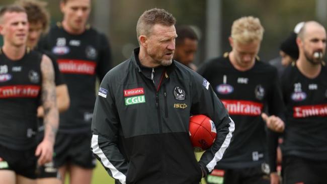 Nathan Buckley at Collingwood training. Picture: Getty Images