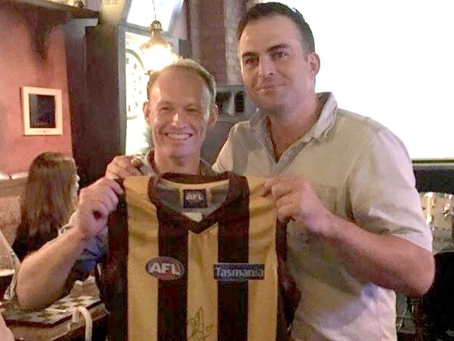 Hawthorn star Brian Lake with a fan in Japan.  Picture: Instagram.