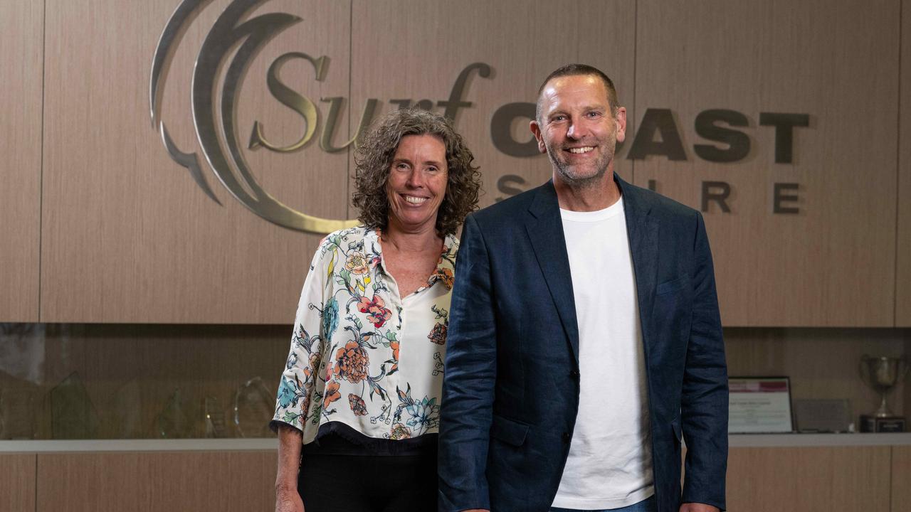 Surf Coast Shire’s deputy mayor Libby Stapleton and mayor Mike Bodsworth. Picture: Brad Fleet.