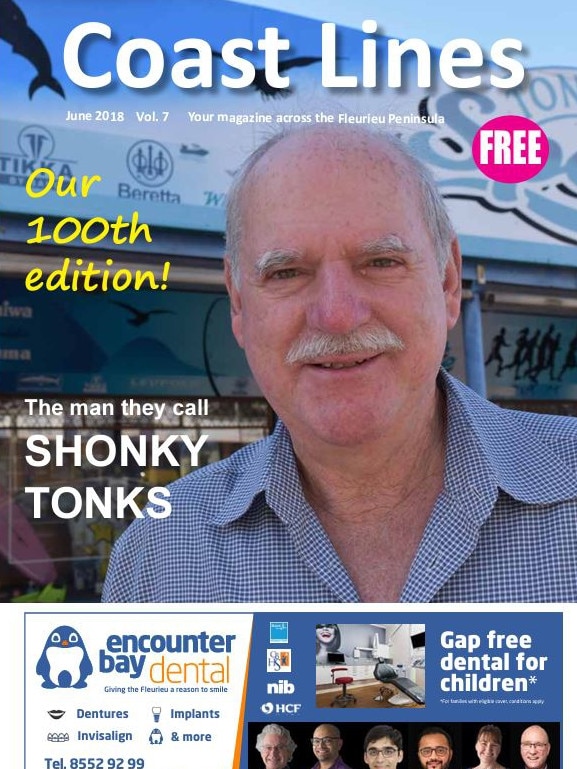 Mr Tonkin on the cover of Coast Lines magazine, displaying his nickname. Picture: Coast Lines Magazine