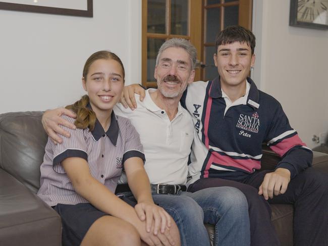 George Giovas with his children Peter Giovas, 17 and Madeleine Giovas, 13. Picture: Supplied