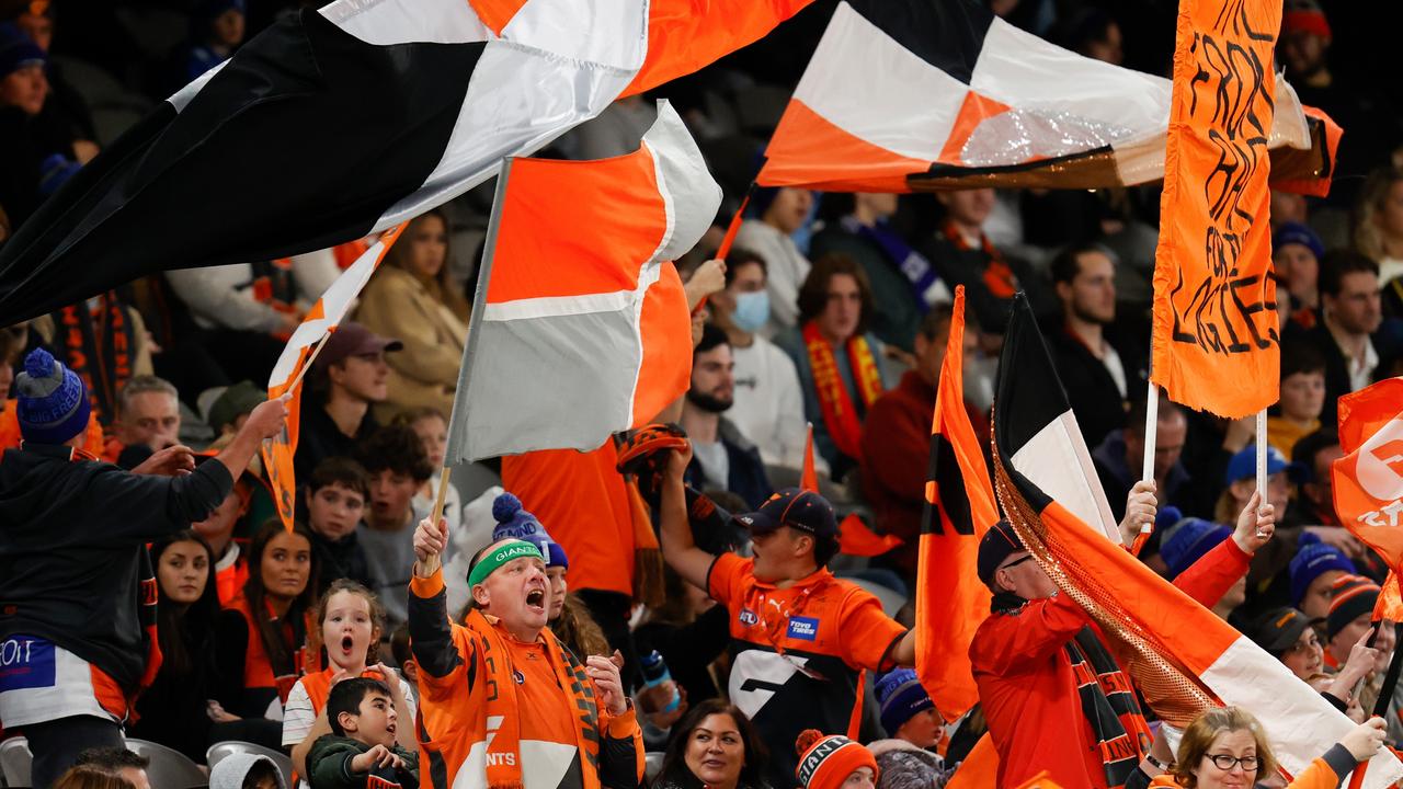 GWS fans enjoy their side’s dominance.