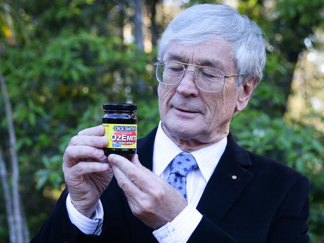 Dick Smith holds a jar of Ozemite. Picture: News Corp Australia