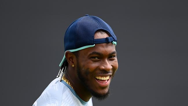 BLOEMFONTEIN, SOUTH AFRICA – JANUARY 25: Jofra Archer of England looks on during a England Net Session at Mangaung Oval on January 25, 2023 in Bloemfontein, South Africa. (Photo by Alex Davidson/Getty Images)