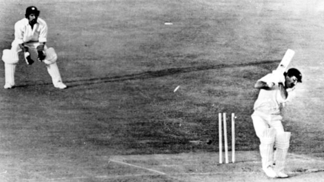 Rod Marsh is clean bowled during Australia’s loss to West Indies in the 1975 final.