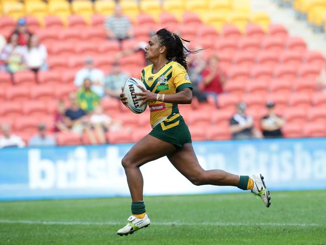 Mahalia Murphy scored three tries during her debut for Australia in 2015. Picture: Adam Head