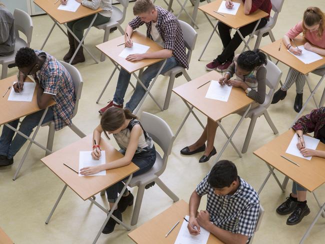 Students sitting an exam.