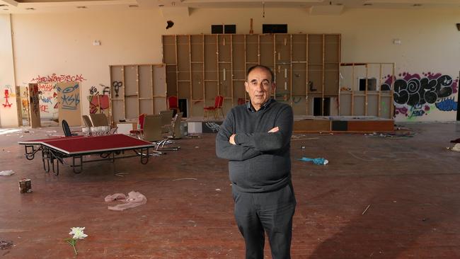 Former owner George Karastabrou at the abandoned function centre at 195 Mahoneys Rd.