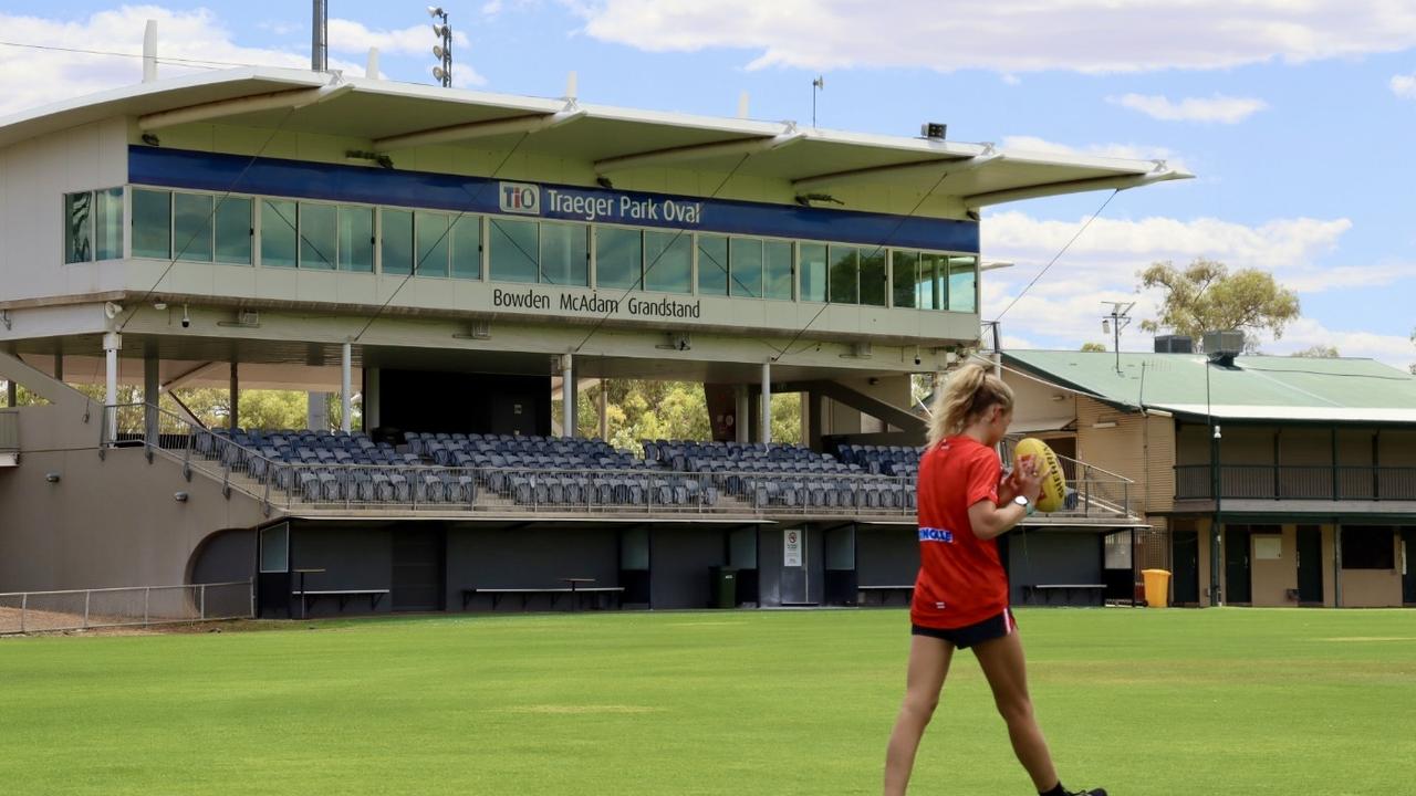 Sydney Swans player Lulu Pullar at Traeger Park, Alice Springs. Picture: Supplied