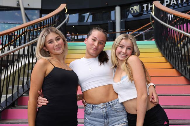 Caitlin Smith, Sophie Tessmann and Lilenne Potter at Pacific Fair Beauty Weekend with Anna Paul. Picture, Portia Large.