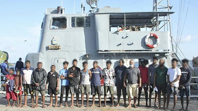 The revelation comes as Sri Lankan authorities intercepted a fishing boat carrying 40 people and four people smugglers on Wednesday. Picture: Sri Lankan Navy.
