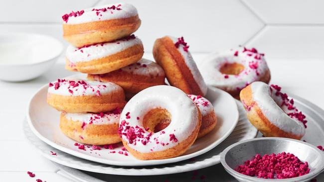 Baked Raspberry Doughnuts with yoghurt glaze