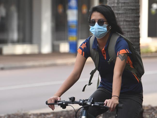 People masked up in Smith St Mall. Picture: Amanda Parkinson