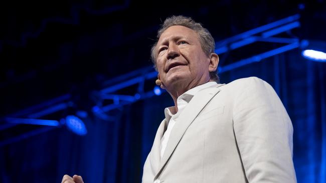 Andrew Forrest delivering a speech in Perth on the global energy transition. Photo by Matt Jelonek-Getty Images