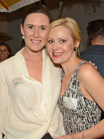 Sonya Blackburn and Holly Small at Young Professionals GC cocktails at Bar Hellenika, Nobby Beach. Picture: Regina King