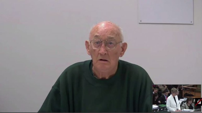 Screen grab from the Royal Commission Live hearing with priest Gerald Ridsdale in 2015.