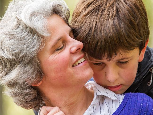 Luke Shambrook, 11, who has autism, was miraculously found alive after five days lost in the forest. He has been nominated for a Pride of Australia Child of Courage Award by Victoria Police, specifically Sgt Greg Paul. Luke is pictured with mother Rachel. Picture: Mark Stewart