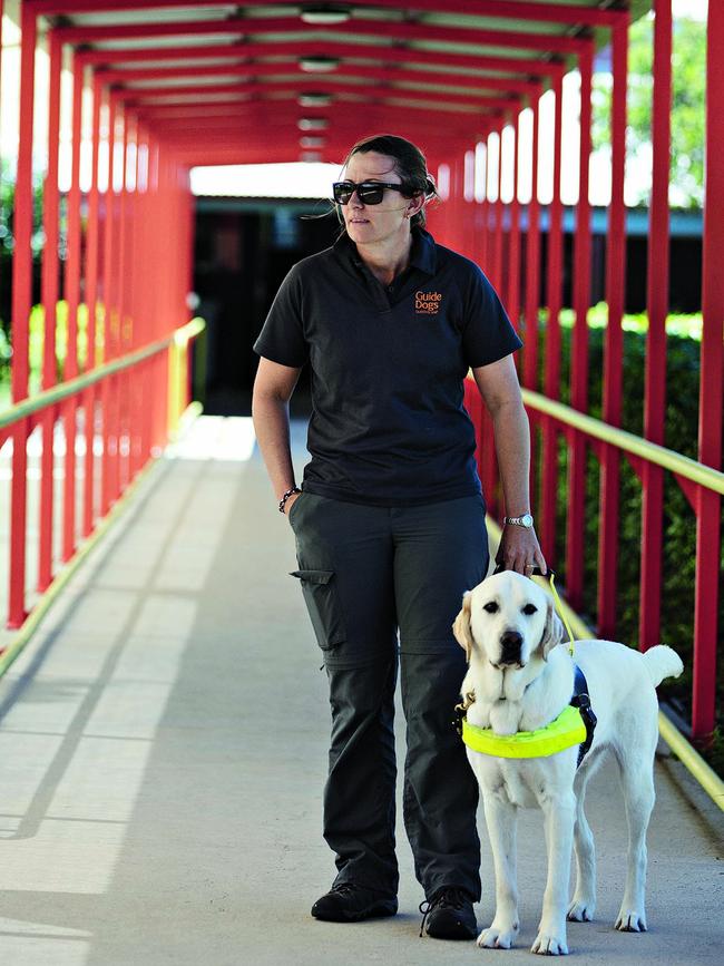 Trainer Jodie Caldwell with a guide dog. Pic: Justine Walpole