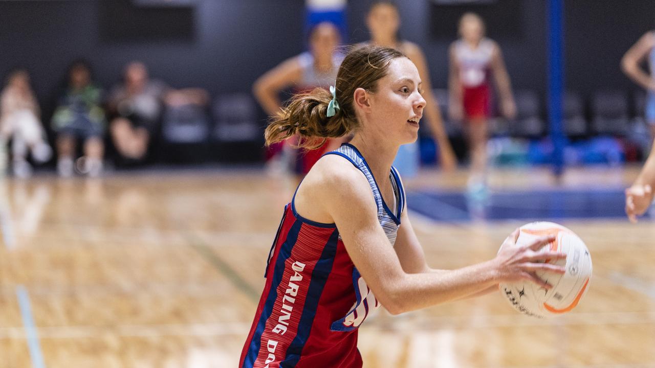 Bridget Haynes of Darling Downs against Peninsula in Queensland School Sport 16-19 Years Girls Netball Championships at Clive Berghofer Arena, St Mary's College, Friday, May 6, 2022. Picture: Kevin Farmer