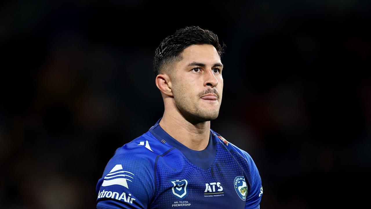 The harsh reality of Parramatta’s struggles this year were laid bare on Sunday when Dylan Brown found out that his side was coming last. Picture: Brendon Thorne/Getty Images