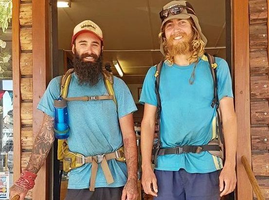 INTREPID: Alex Johnson and Fred Van Der Elst passed through Blackbutt on their way from Cape York to Tasmania. Picture: Contributed