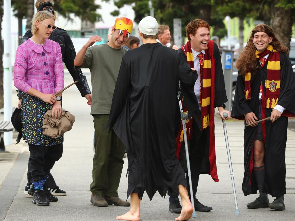 Players arriving for the Cats Mad Monday. Picture: Alison Wynd