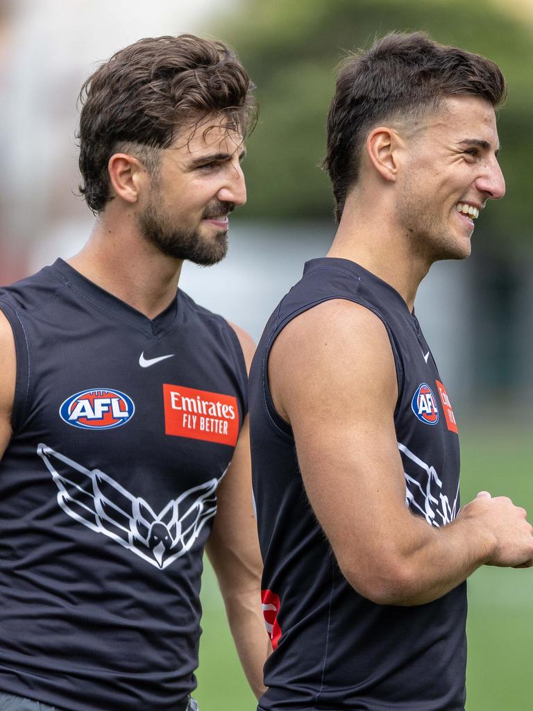 Josh and Nick Daicos at Gosch’s Paddock. Picture: Jason Edwards