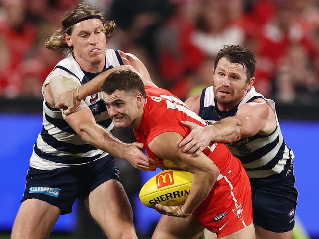 Sydney and Geelong both find themselves on the back foot in the hunt to play in September. Picture: Michael Klein