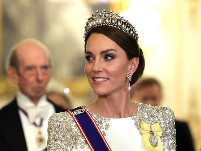 All eyes were on Kate Middleton during a state banquet at Buckingham Palace. Picture: Getty Images