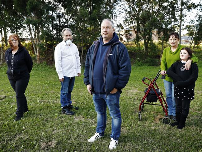 Joyce Parker, Matthew Fowler, Anthony Bowe and Liz Lane with daughter Samantha are worried about elderly family members living at the facility. Picture: Sam Ruttyn