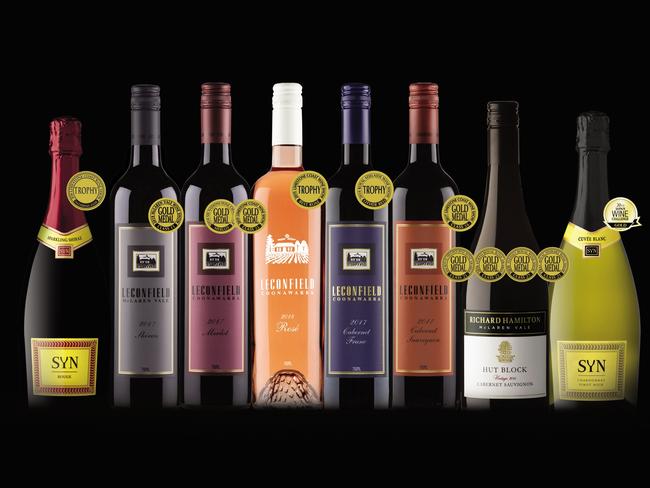 The popular Australian wines that are selling well in China from Leconfield and Hamilton wines in McLaren Vale in South Australia. Picture: Supplied