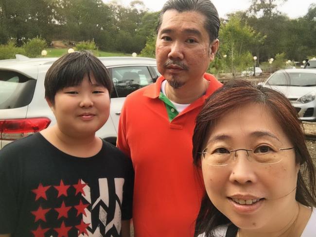 Tourists Jyh Ang Koo, Kelly Tan, and their son Edison Koo, were seriously injured in a car crash near Lismore last December. Picture: Supplied.