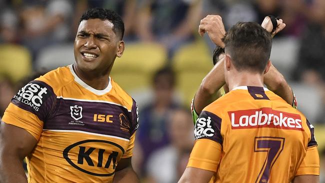 Tevita Pangai Jr. of the Broncos is placed on report. Picture: Ian Hitchcock/Getty Images