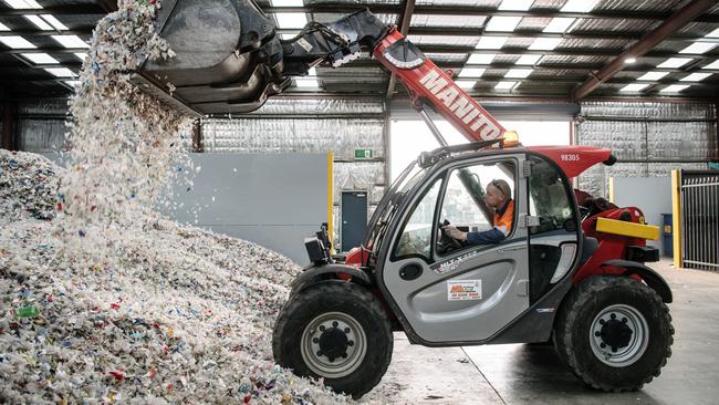 Inside Recycling Plastics Australia’s Kilburn plant. Picture: Morgan Sette