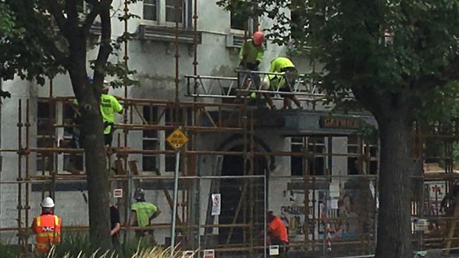 The Gatwick Hotel is crawling with construction workers as contestants move in. Picture: Fiona Byrne