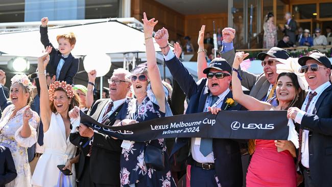 Connections of Knight's Choice after winning the Melbourne Cup at Flemington