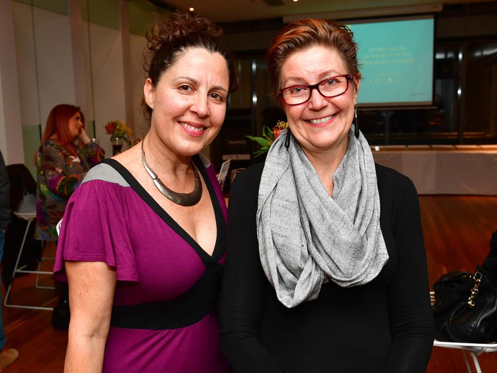 Annette Tripodi and Nicole Prime at The City Awards 2017 at Keith Murdoch House in Adelaide. Picture: Keryn Stevens