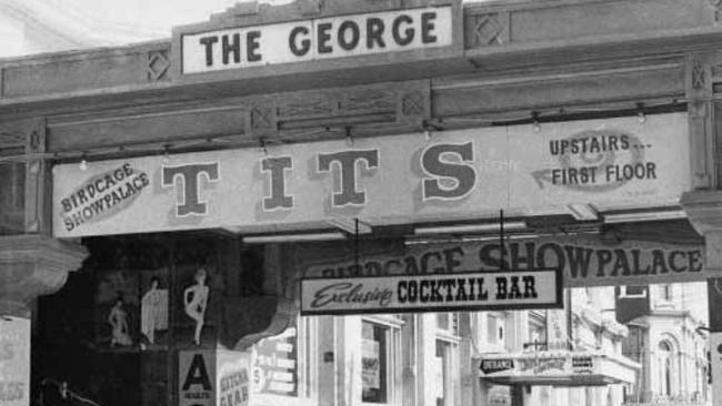 St Kilda became known for other reasons in the early to mid 20th Century. A sign advertising services on the George Hotel. Picture: St Kilda Historical Society