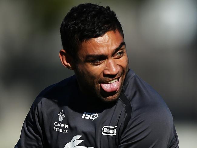 Nathan Merritt during South Sydney rugby league training at Redfern Oval, Sydney. Pic Brett Costello