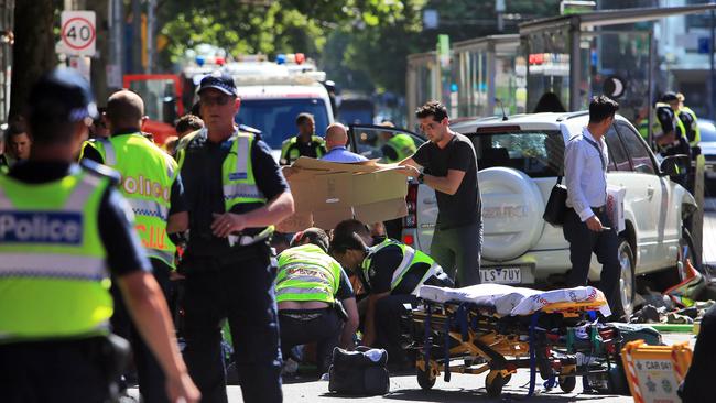 The scene of the Melbourne car attack last week. Picture: Aaron Francis