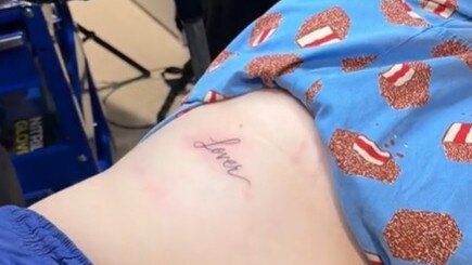 A group of friends have received Taylor Swift themed tattoos at Fine Line Tattoos in Carlton, Melbourne.  Picture: Lizzie.mouse / Tik Tok.