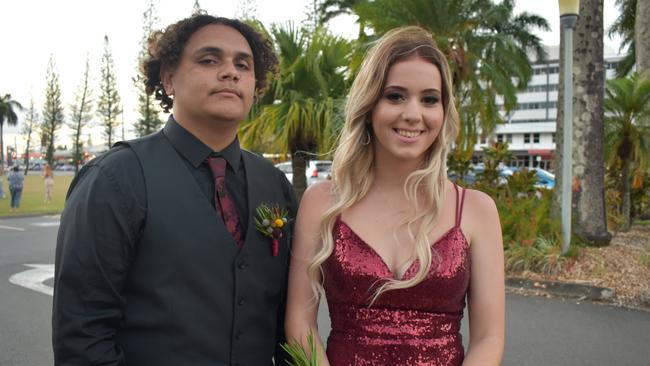 Layla Nielsen and Brice Budby at the Sarina State High School formal at the MECC, Mackay, on Thursday November 19. Picture: Zizi Averill