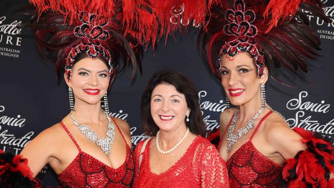 Ashlee Fisk, Ruth Tate and Alyssa Morgan at the Sonia Stradiotto Couture Christmas celebration 2023 at Marina Mirage. Picture: Portia Large