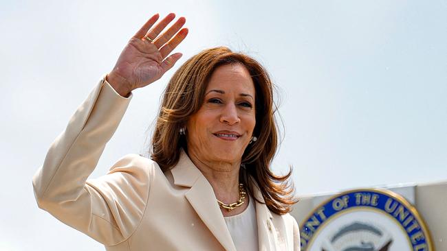 Kamala Harris boards Air Force Two in Indianapolis on Wednesday. Picture: AFP